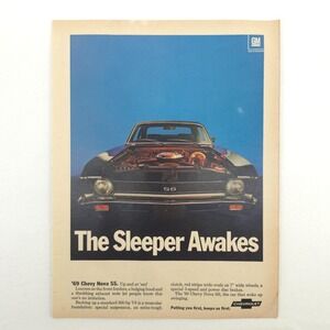 VTG Chevrolet Nova SS Advertising Print Ad Muscle Car Promo 1969 GM Dealer Decor